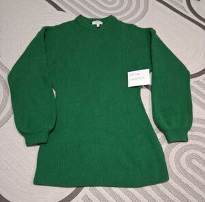 & other stories womens medium thick knit wool sweater dress holiday green mini